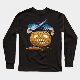 Halloween Pumpkin Scary Face Spooky Serial Killer Long Sleeve T-Shirt